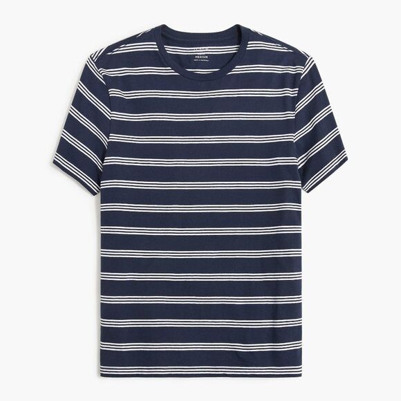 J Crew Men's Cotton Striped  Blue Tee  Slim Fit - Picture 2 of 5